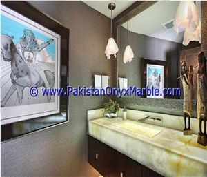 White Onyx Countertop with Integral Sink