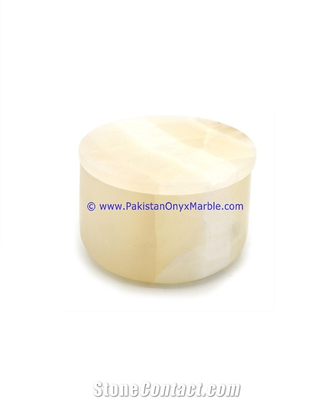 White Onyx Round Jewelry Box Trinket