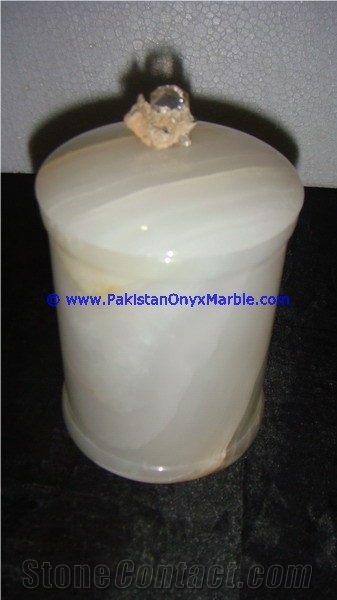 White Onyx Round Jewelry Box Trinket