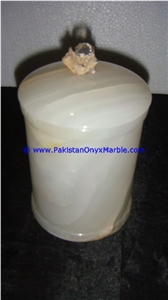 White Onyx Round Jewelry Box Trinket