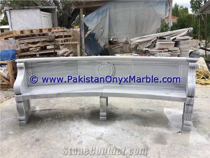 Ziarat White Marble Benches Table Natural