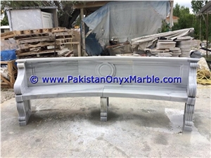 Ziarat White Marble Benches Table Natural