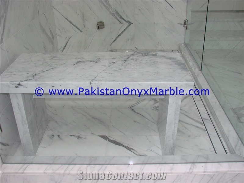 Ziarat White Marble Benches Table Natural