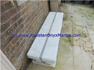 Ziarat White Marble Benches Table Natural