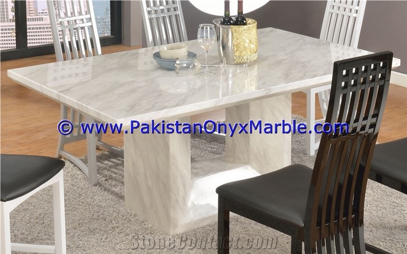 Ziarat White Marble Benches Table Natural
