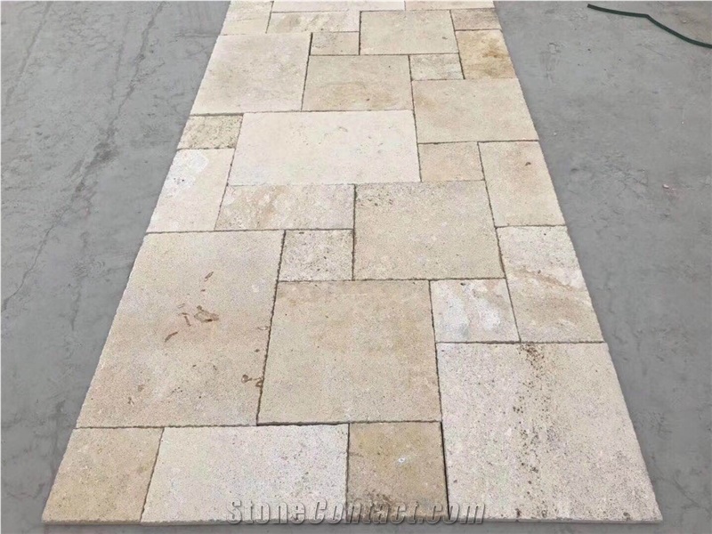 Beige Travertine Villa Pattern Floor Paving