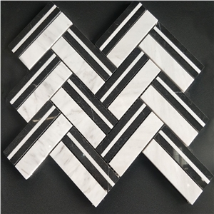 Black and White Carrara Marble Mosaic