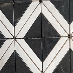 Black and White Marble Mosaic Floor Tile