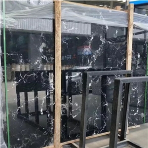 Century Black Ice Marble Stone Slabs Flooring