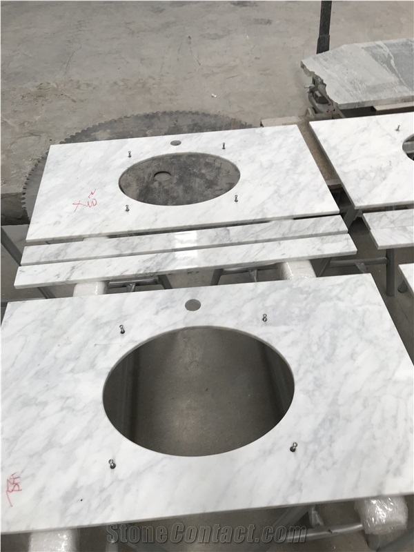Bianco Carrara White Marble Bath Vanity Tops