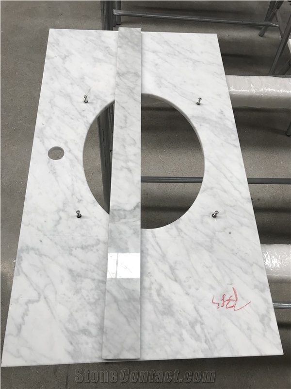 Bianco Carrara White Marble Bath Vanity Tops