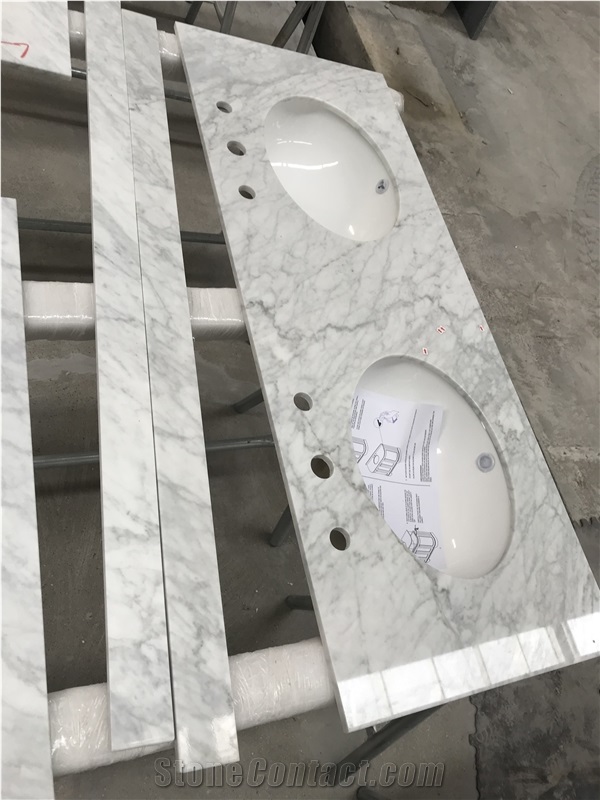 Bianco Carrara White Marble Bath Vanity Tops