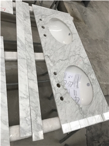Bianco Carrara White Marble Bath Vanity Tops