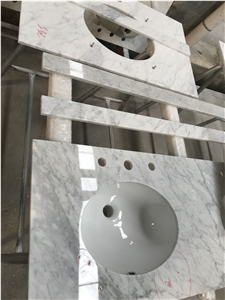 Bianco Carrara White Marble Bath Vanity Tops