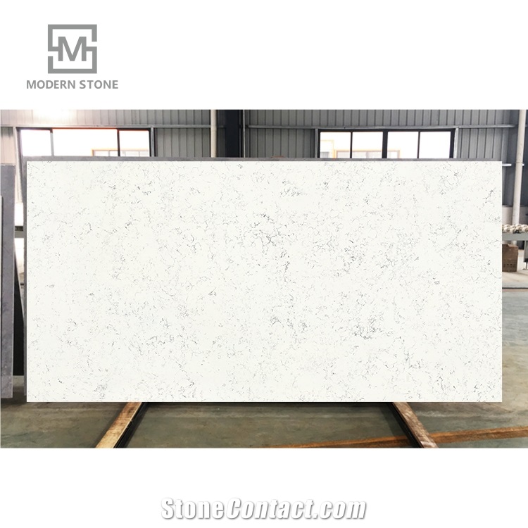 Engineered Black Vein White Quartz Stone Slab