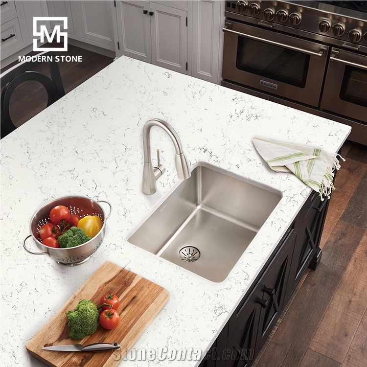 Engineered Black Vein White Quartz Stone Slab