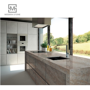 Polished Rust Slabs Quartz Stone Dining Table