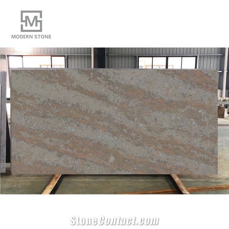 Polished Rust Slabs Quartz Stone Dining Table