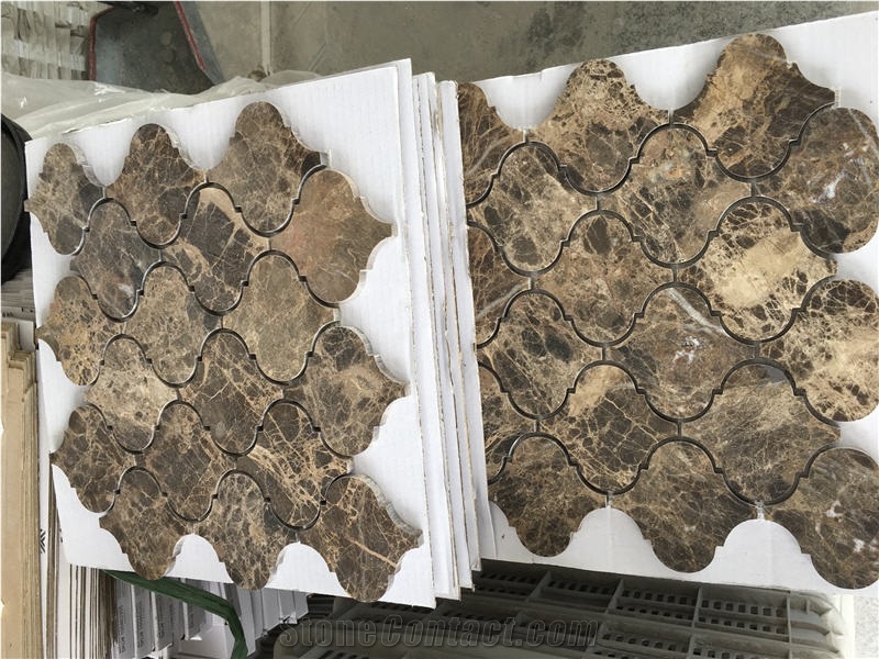 Arabesque Design Dark Emperador Marble Mosaic