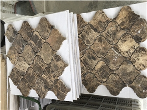 Arabesque Design Dark Emperador Marble Mosaic