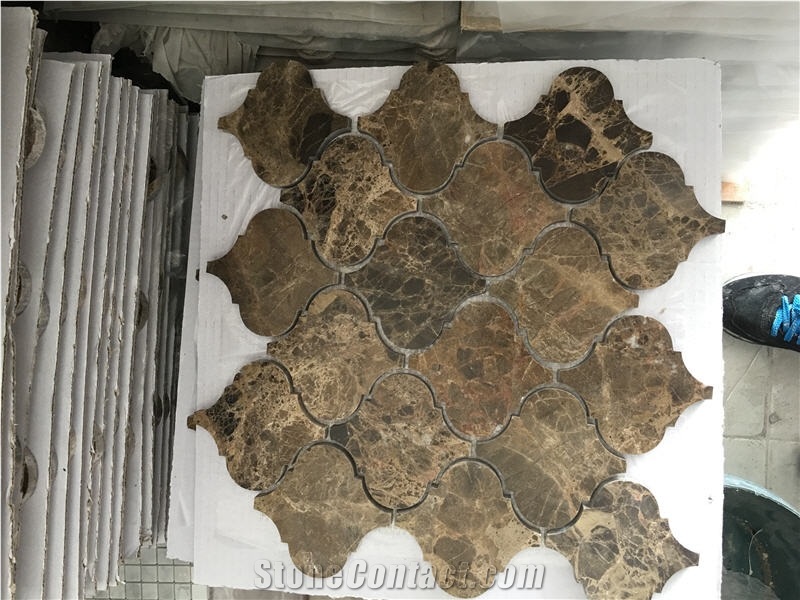 Arabesque Design Dark Emperador Marble Mosaic