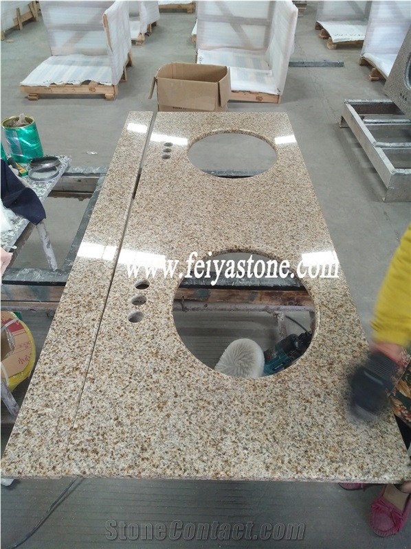 G682 China Gold Granite Double Sink Vanity Top