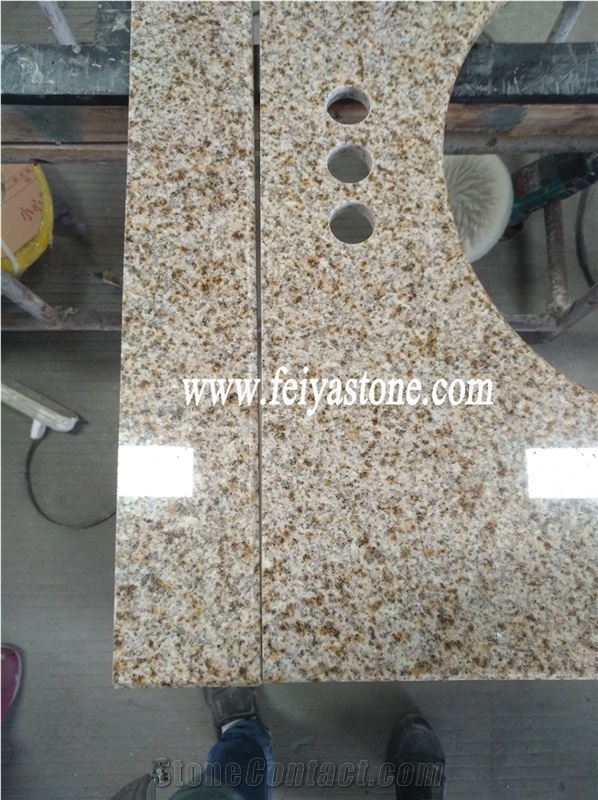 G682 China Gold Granite Double Sink Vanity Top