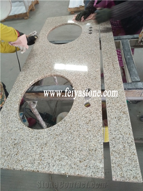 G682 China Gold Granite Double Sink Vanity Top