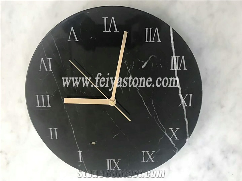 Natural Stone Marble Clock with Blackcolor