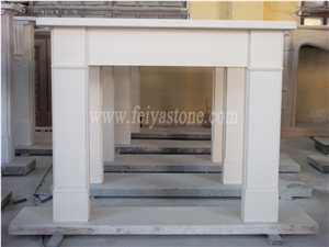 White Limestone White Marble Fireplace Surround
