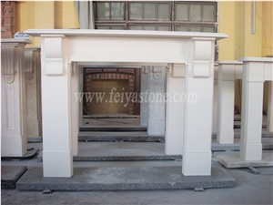 White Limestone White Marble Fireplace Surround