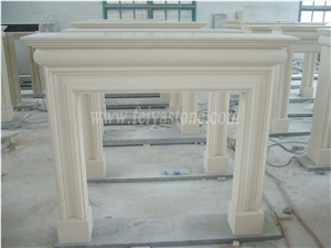 White Limestone White Marble Fireplace Surround