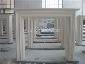 White Limestone White Marble Fireplace Surround