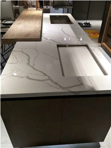 Vm-17415 Engineered Calacatta White Stone Countertops