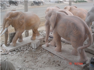 Life-Size White Marble Elephant Statue