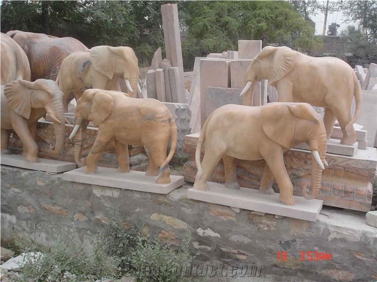 Life-Size White Marble Elephant Statue