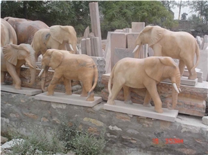 Life-Size White Marble Elephant Statue