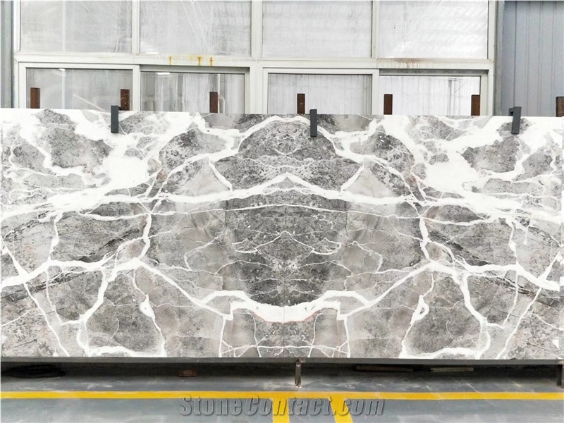 Bookmatch Pascal Grey Marble Wall Cladding Slab