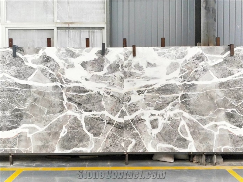 Bookmatch Pascal Grey Marble Wall Cladding Slab