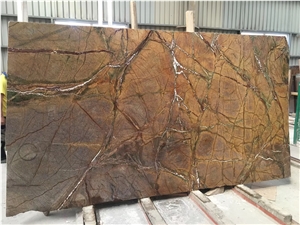 India Cafe Brown Forest Marble Slab Tile Price