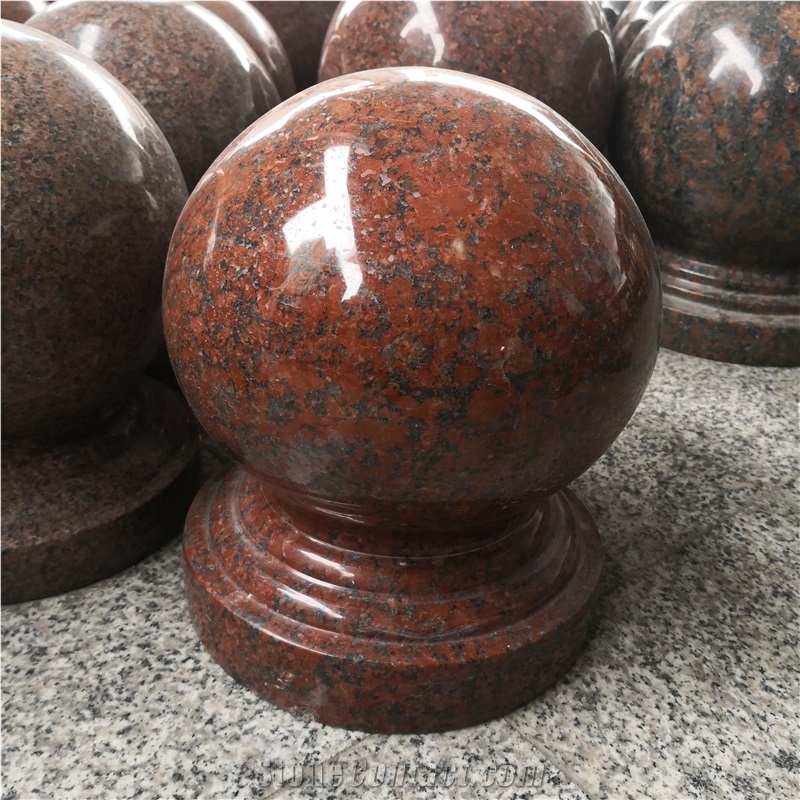 India Royal Red Granite Park Round Ball Bollards