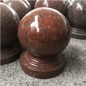 India Royal Red Granite Park Round Ball Bollards