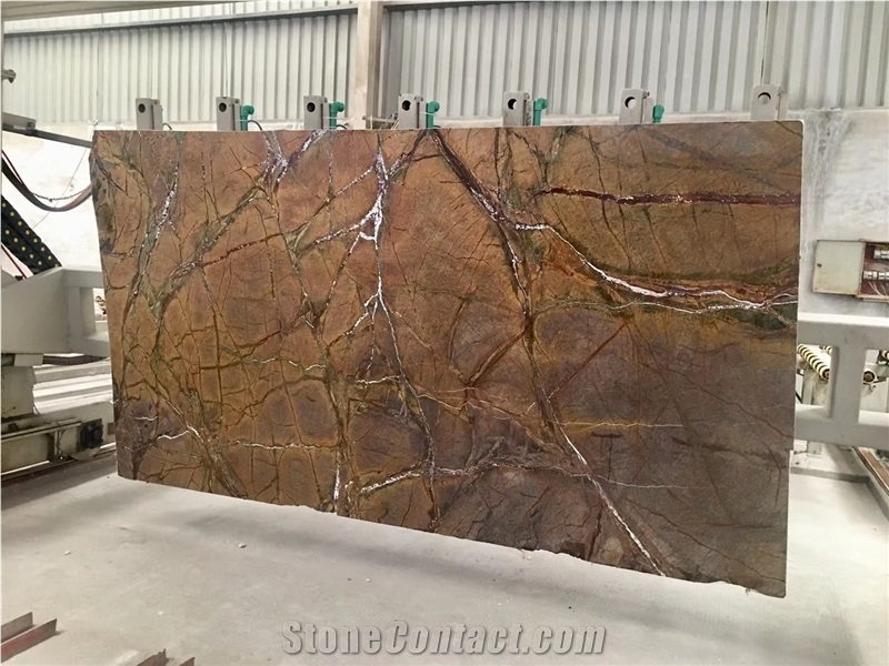 Indian Rainforest Brown Marble Slab Tile Price
