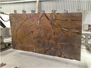 Indian Rainforest Brown Marble Slab Tile Price