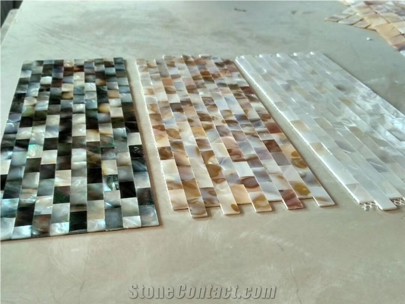 Natural Brown Seashell Mosaic Backsplash Tiles