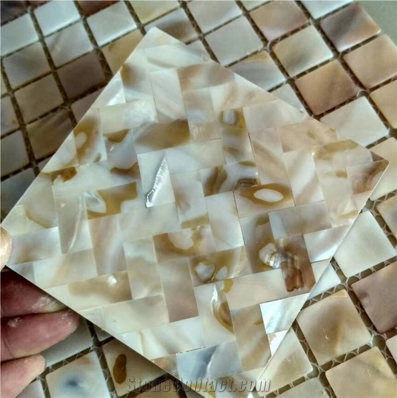 Natural Brown Seashell Mosaic Backsplash Tiles