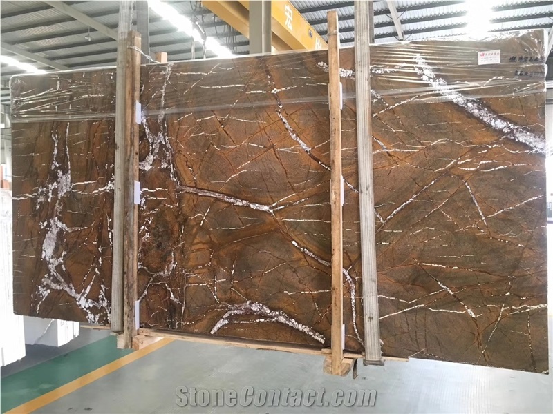 Rainforest Bidasar Brown Marble Slab Tile Price