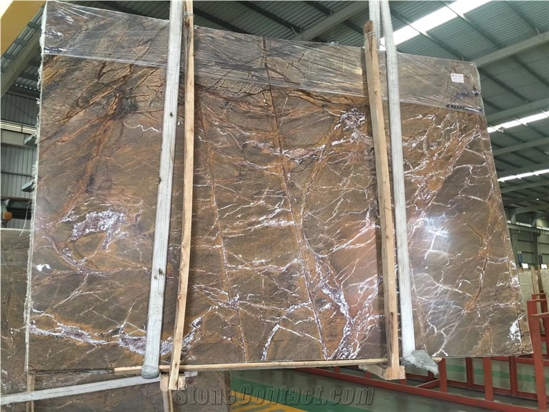 Rainforest Bidasar Brown Marble Slab Tile Price