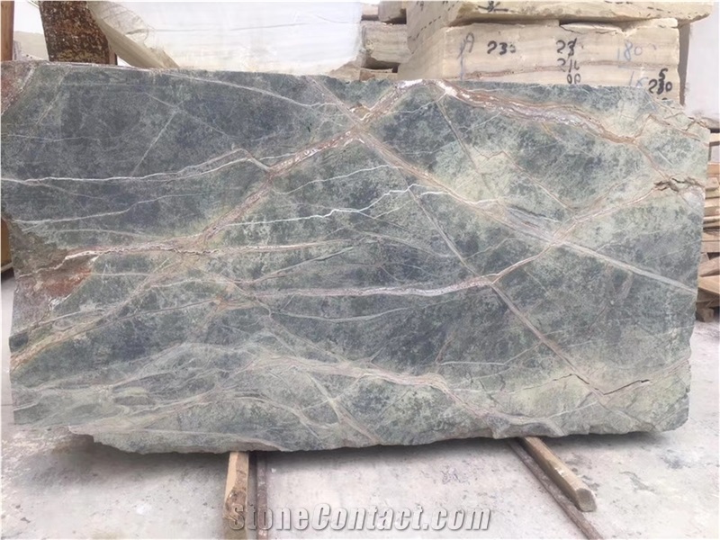 Wholesale Rain Forest Green Marble Block Price