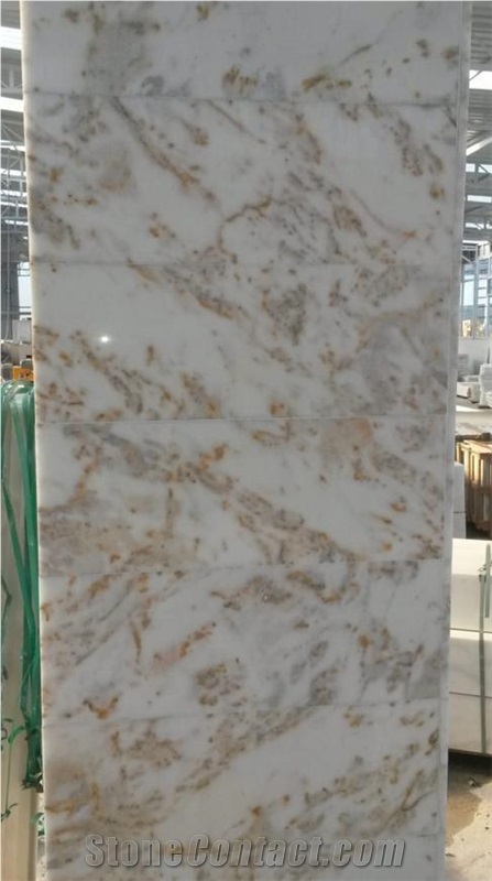 Mugla White With Gold Dots Marble Blocks
